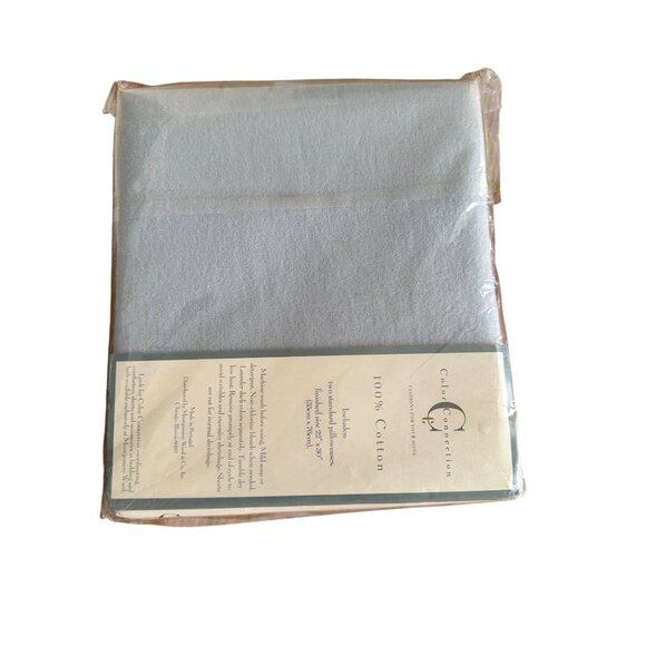 Two Standard Flannel Pillowcases 100% Cotton 22" X 30" Blue Color Connection - Picture 2 of 6